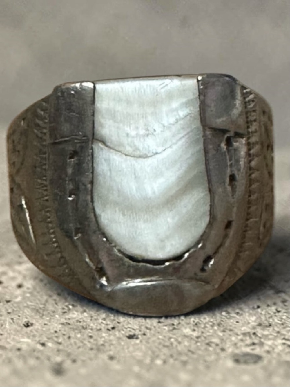 Vintage Abalone Lucky Horseshoe Ring